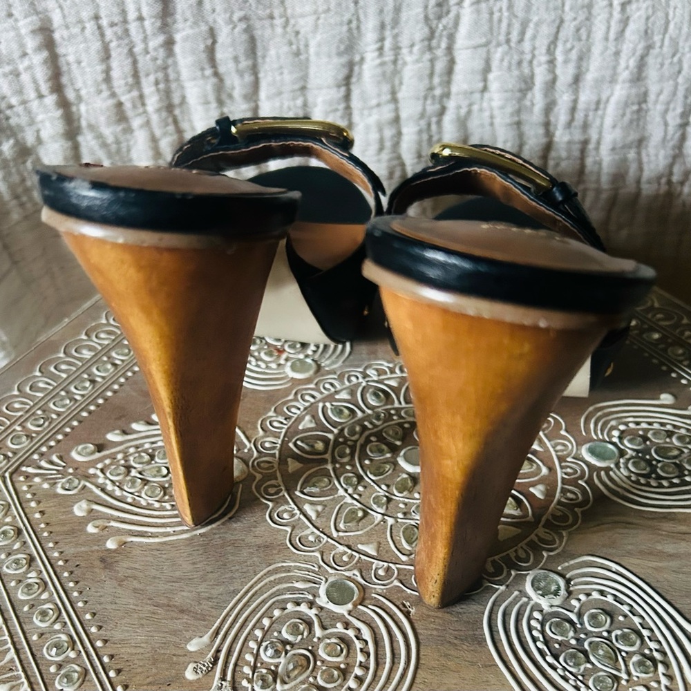 Steve Madden Black and Gold Buckle Mules - Picture 3 of 5